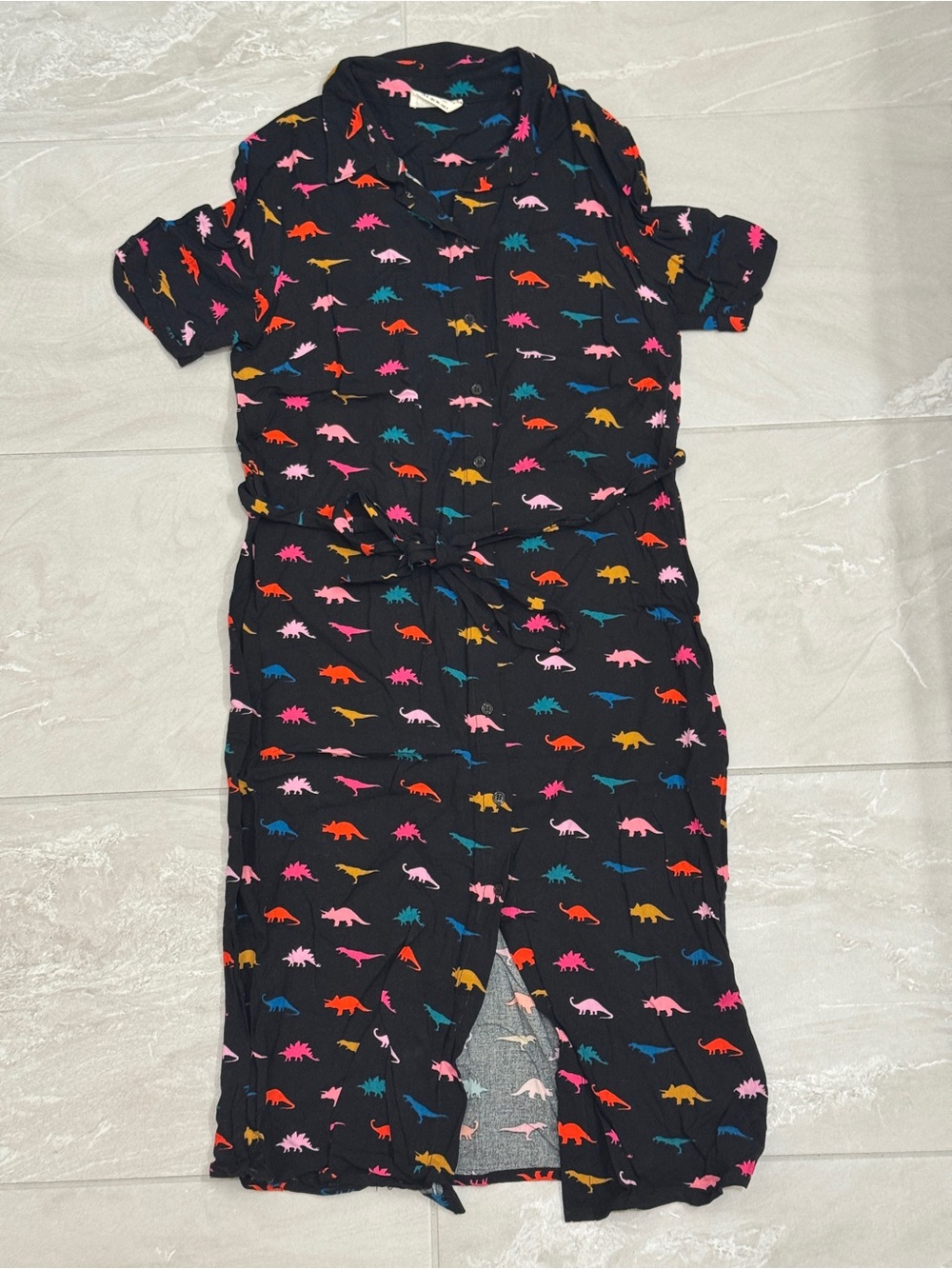 Sugarhill Brighton Black Dino Print Button-Up Cropped Jumpsuit Eclectic